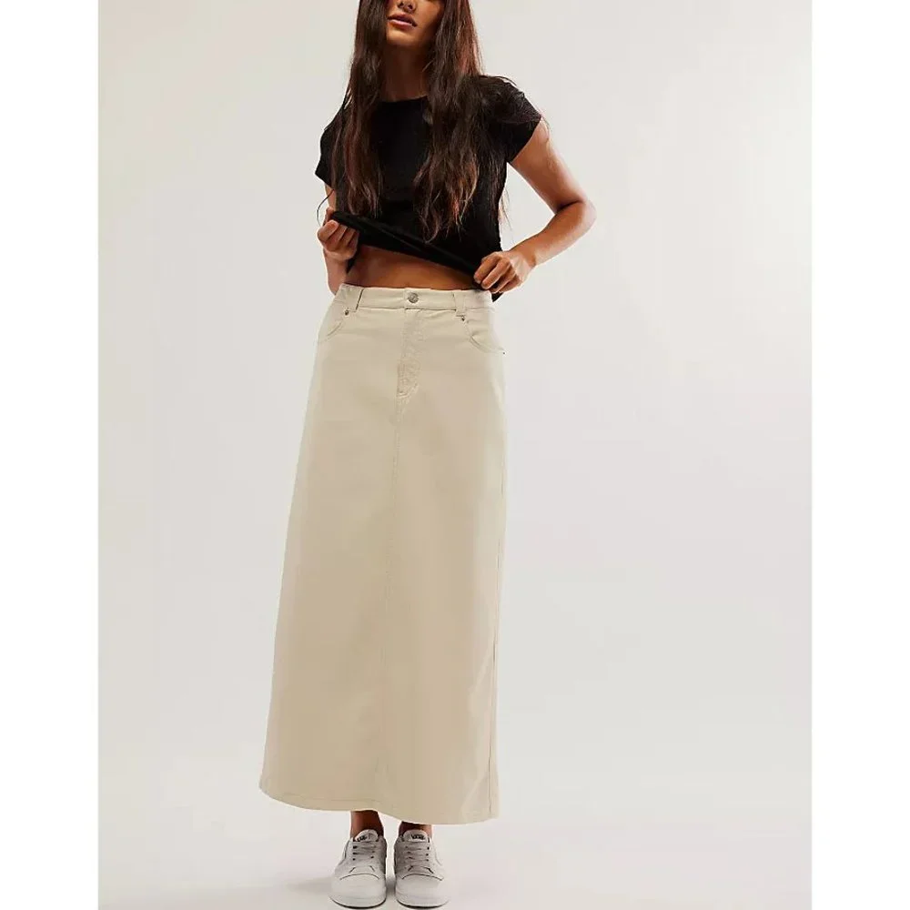 Free People Cream Vegan Maxi Skirt. NWOT Sz 6 - Picture 8 of 12